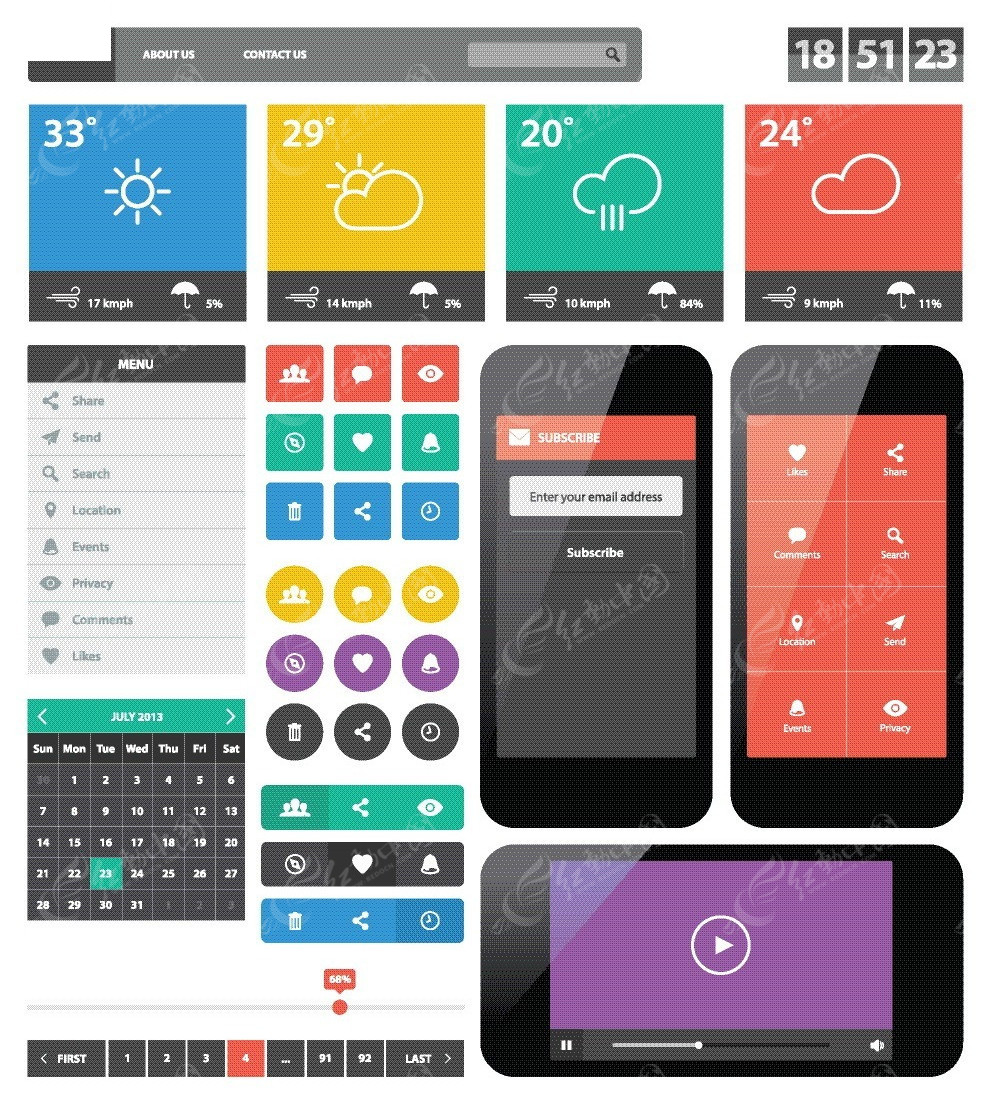 黑色手機(jī)界面設(shè)計UI元素